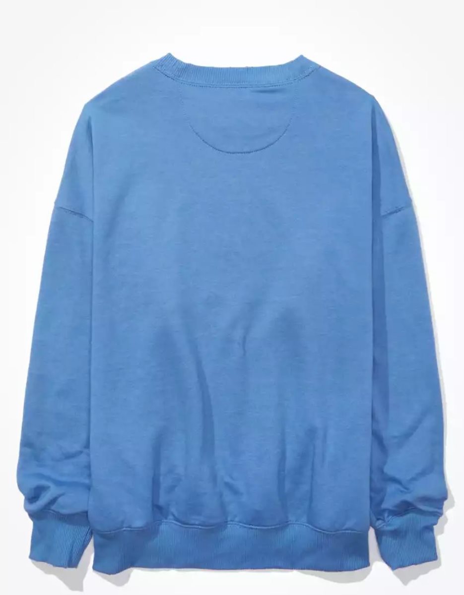 T Shirt Graphique American Eagle AE Oversized Bleu Femme | MFI-24951611